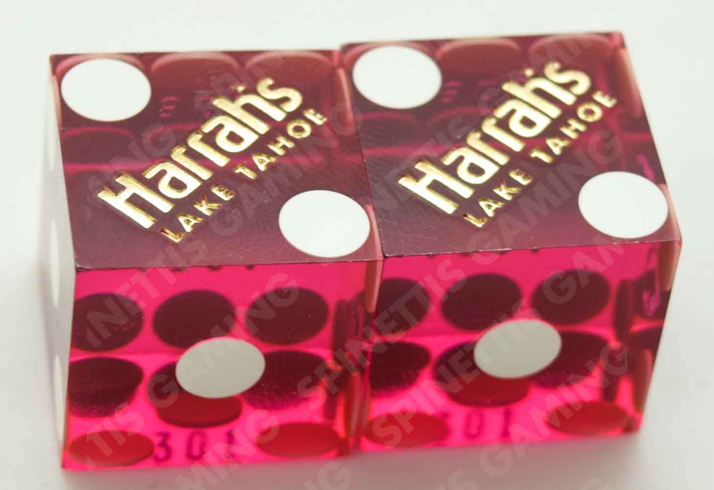 Harrah's Casino Lake Tahoe Nevada Purple Matching Number Pair of Dice