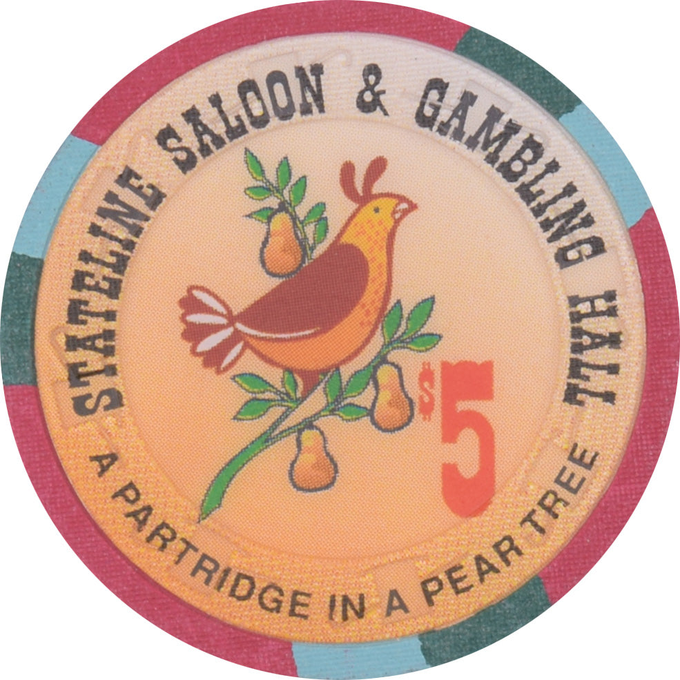 Stateline Saloon Casino Amargosa Valley Nevada $5 Partridge In a Pear Tree Chip 1996