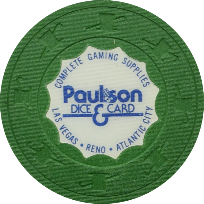 Paulson Dice & Card Co. Green Scalloped Inlay Sample Business Chip