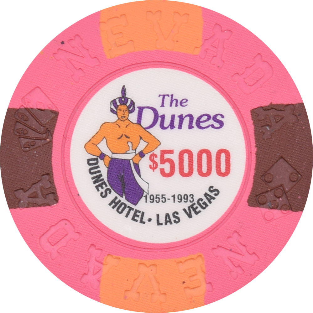 The Dunes Casino Las Vegas Nevada $5000 Borland Commemorative Chip 1994