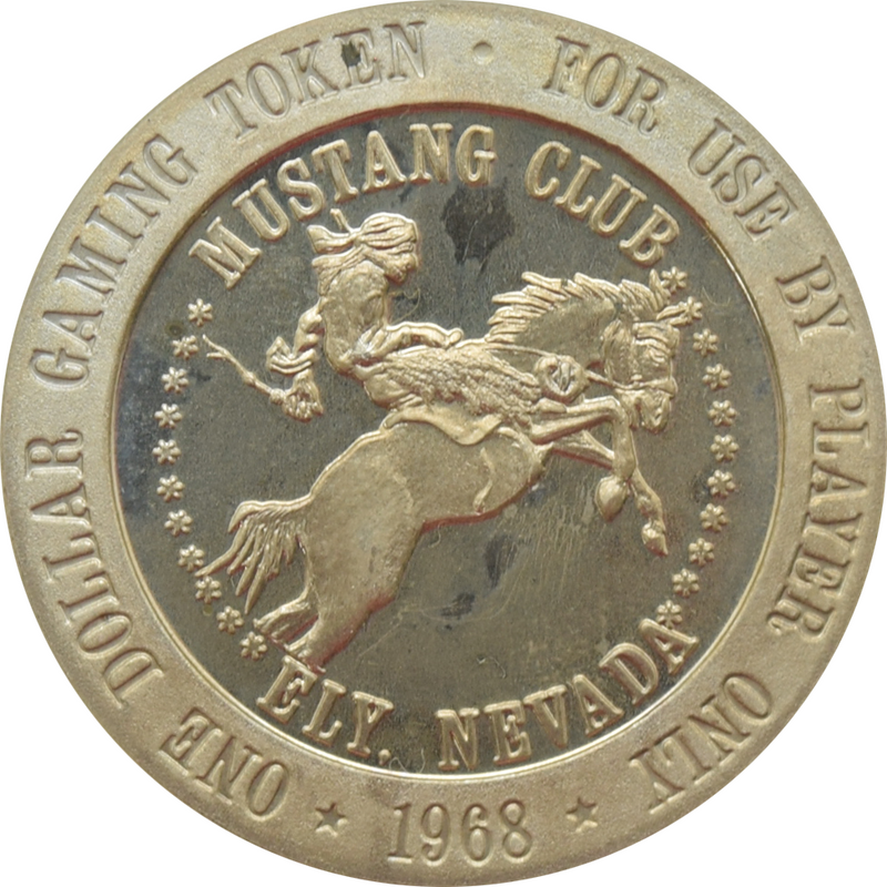 Mustang Club Casino Ely Nevada $1 Token 1968