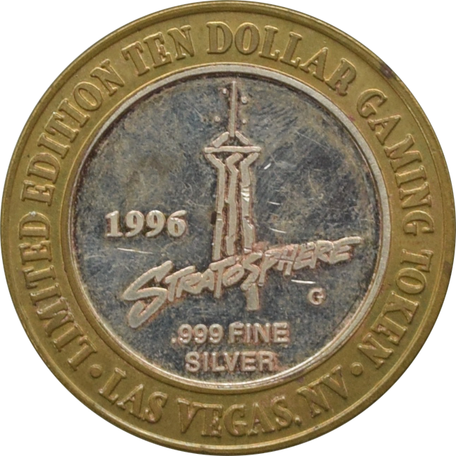 Stratosphere Casino Las Vegas "Statue of Liberty" $10 Silver Strike .999 Fine Silver 1996