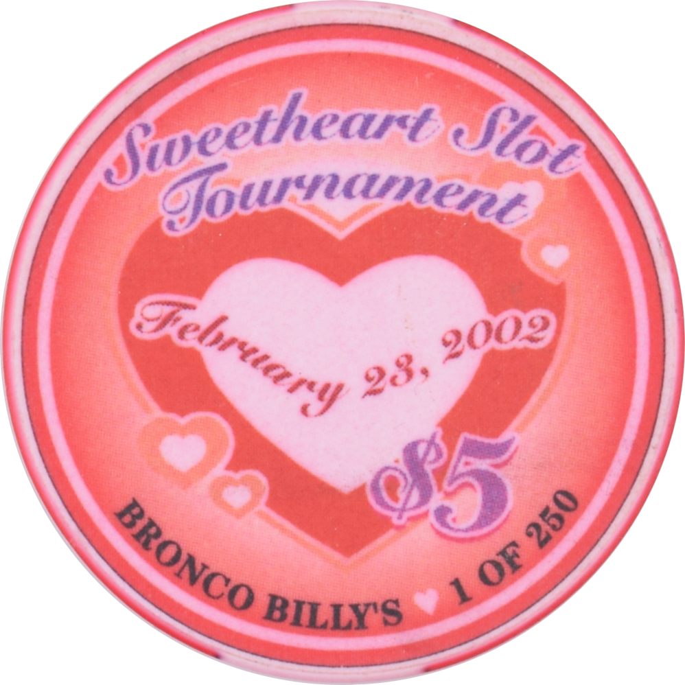 Bronco Billy's Casino Cripple Creek Colorado $5 Sweetheart Slot Tournament Chip 2002