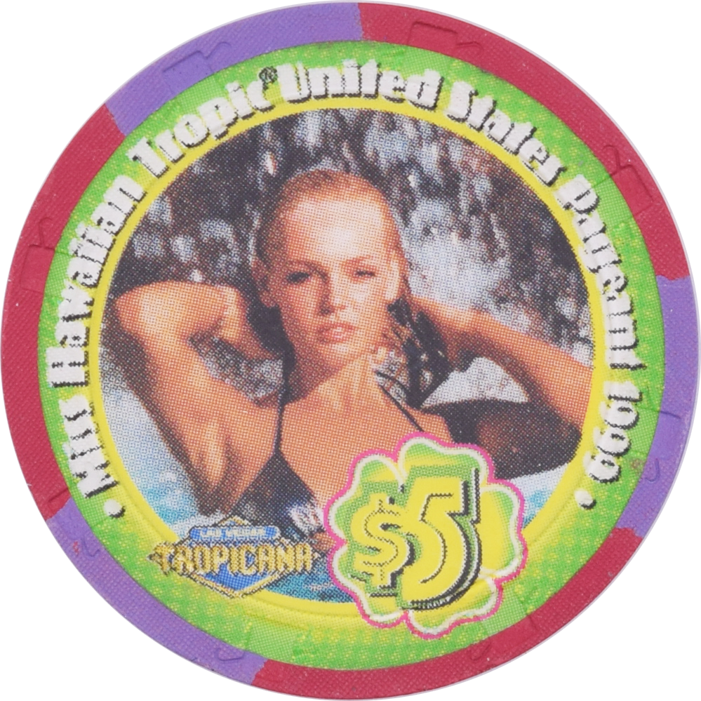 Tropicana Casino Las Vegas Nevada $5 Miss Hawaiian Tropic International (Blonde) Chip 1999