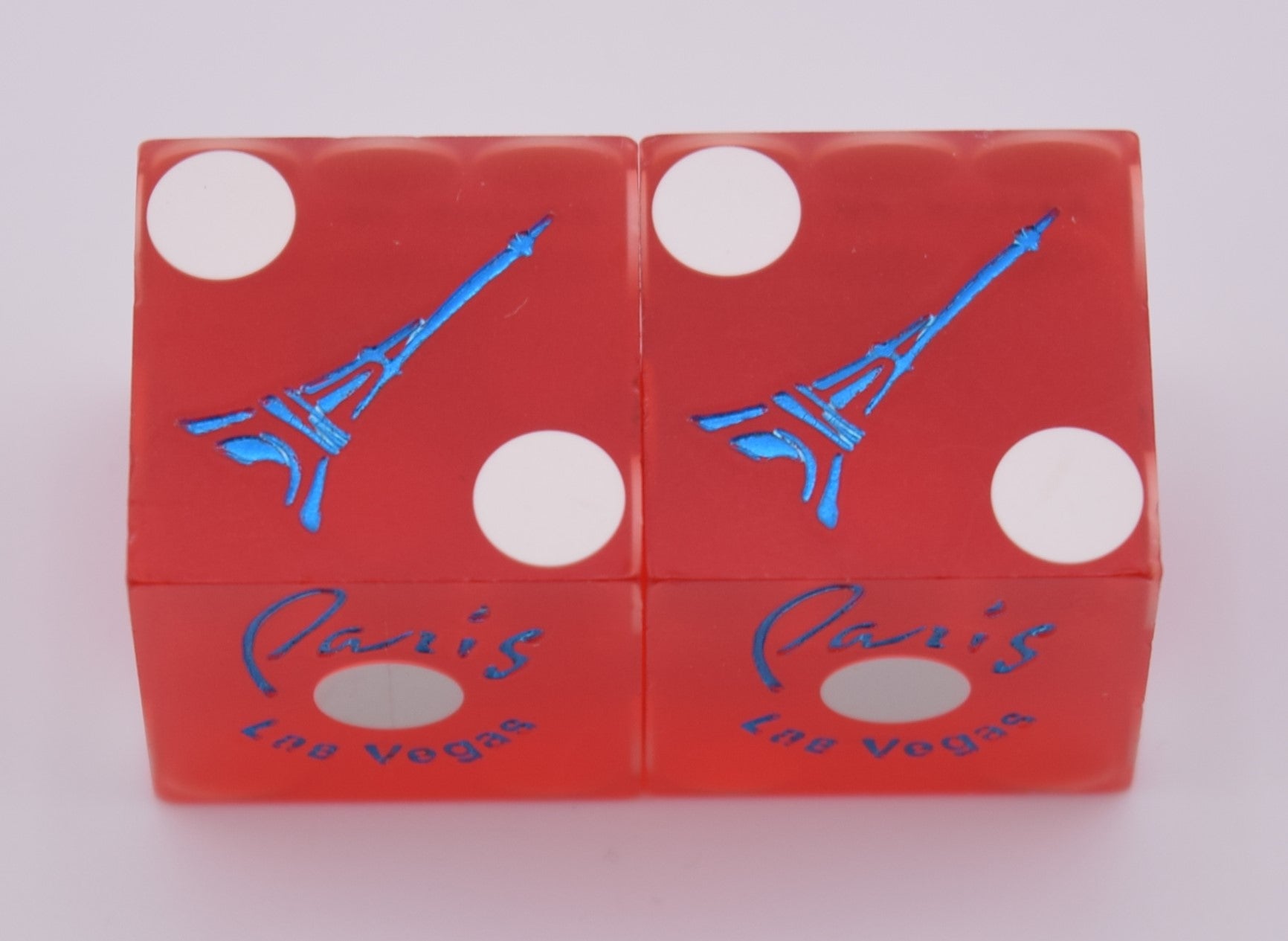 Paris Casino Las Vegas Nevada Pair of Dice Red Sanded