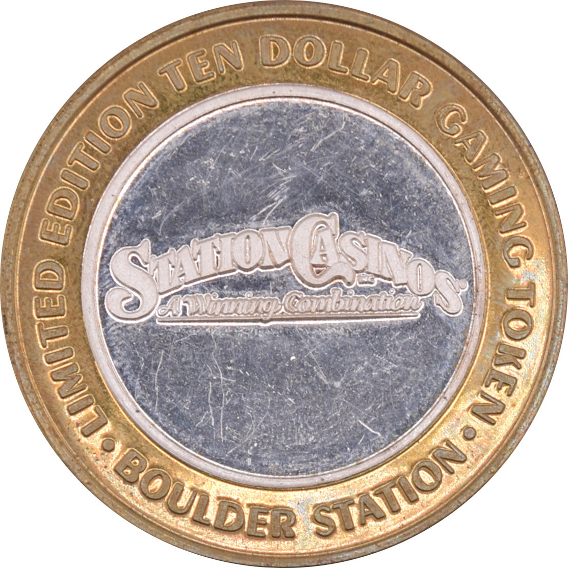 Boulder Station Casino "Stations Logo - A Winning Combination" $10 Silver Strike .999 Fine Silver 1999