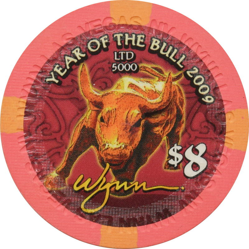 Wynn Casino Las Vegas Nevada $8 Year of the Bull 43mm Chip 2009
