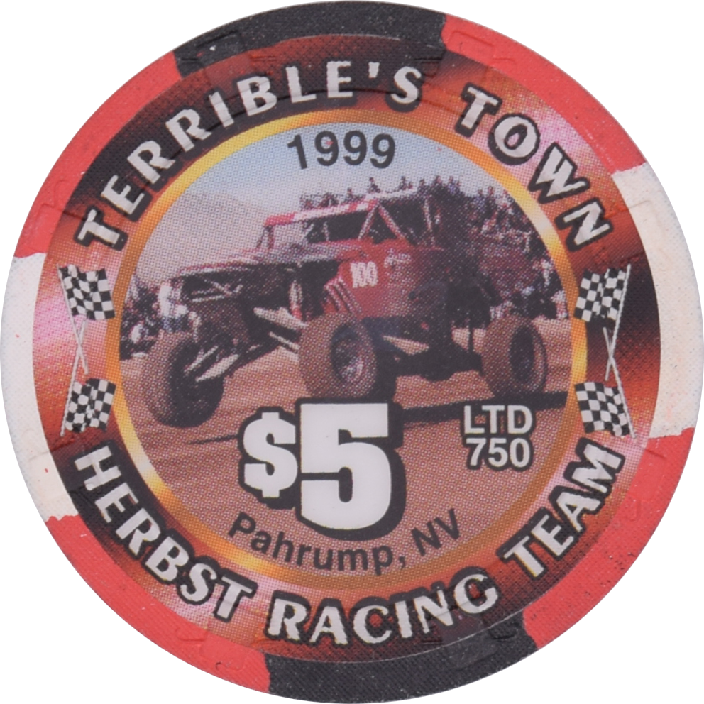 Terrible's Town Casino Pahrump Nevada $5 Herbst Racing Team Chip 2000