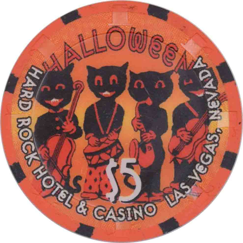 Hard Rock Casino Las Vegas Nevada $5 Halloween Chip 2003 (4 Cats)