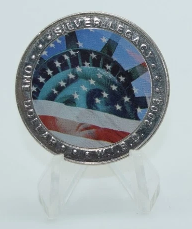 Casino Token - Silver Legacy $1 Token Reno Nevada Freedom Flag 2003