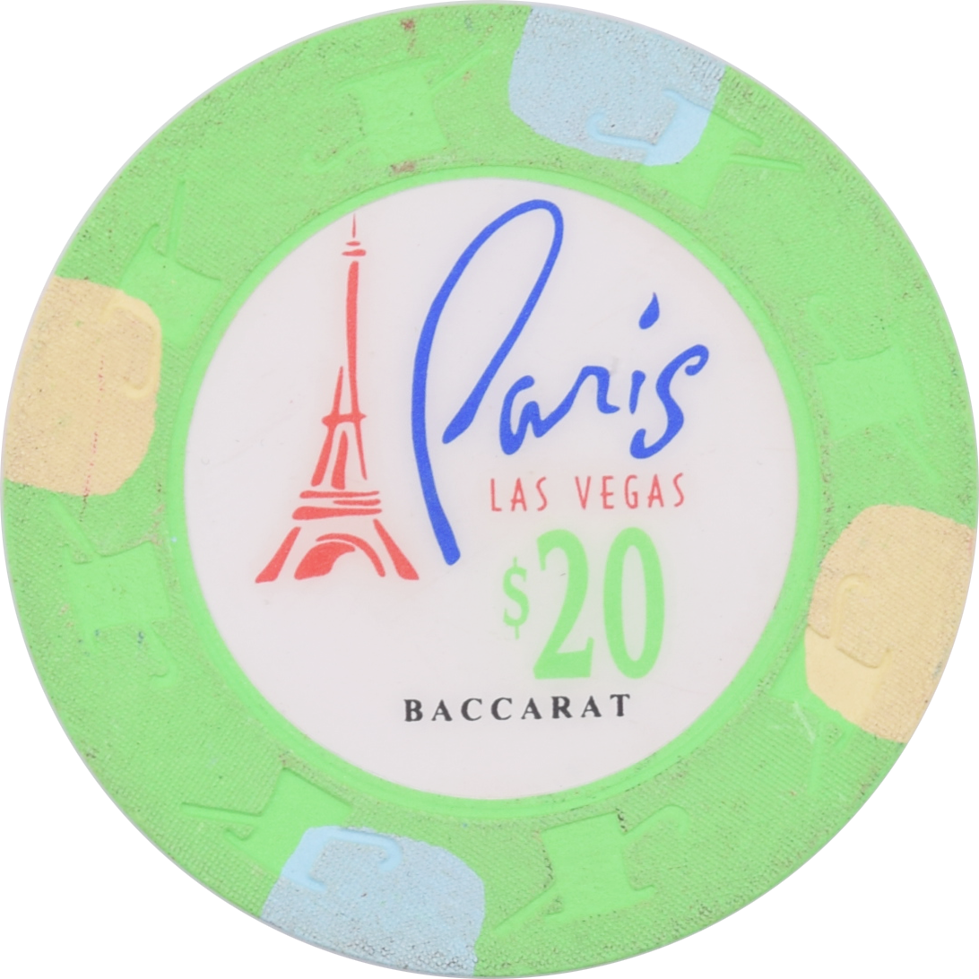 Paris Casino Las Vegas Nevada $20 Baccarat Chip 1999 43mm