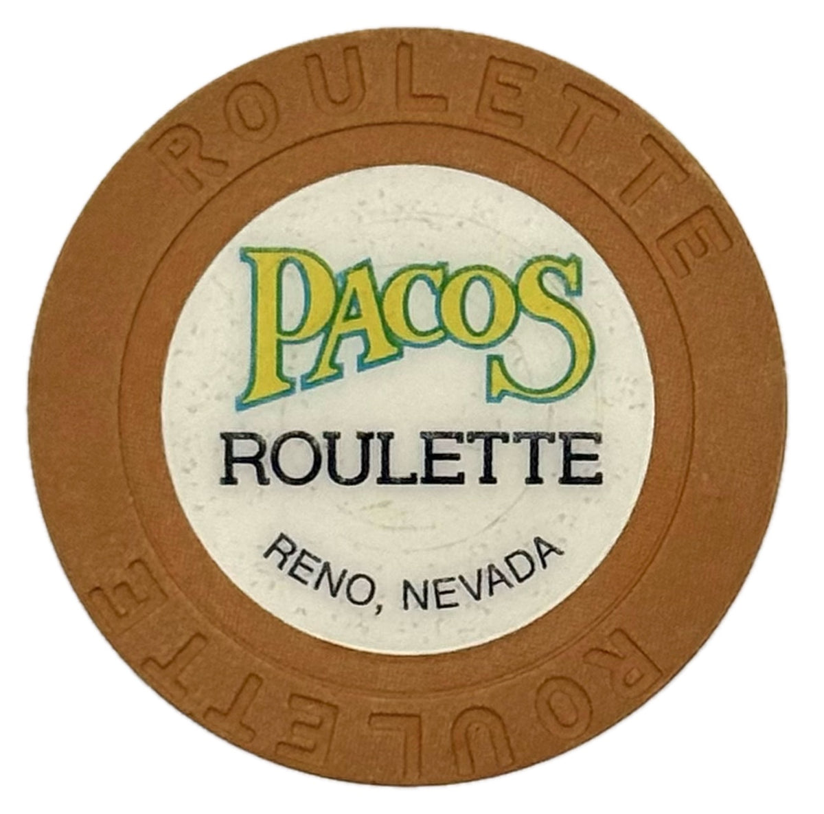 Pacos Casino Reno NV Ochre Roulette Chip 1989