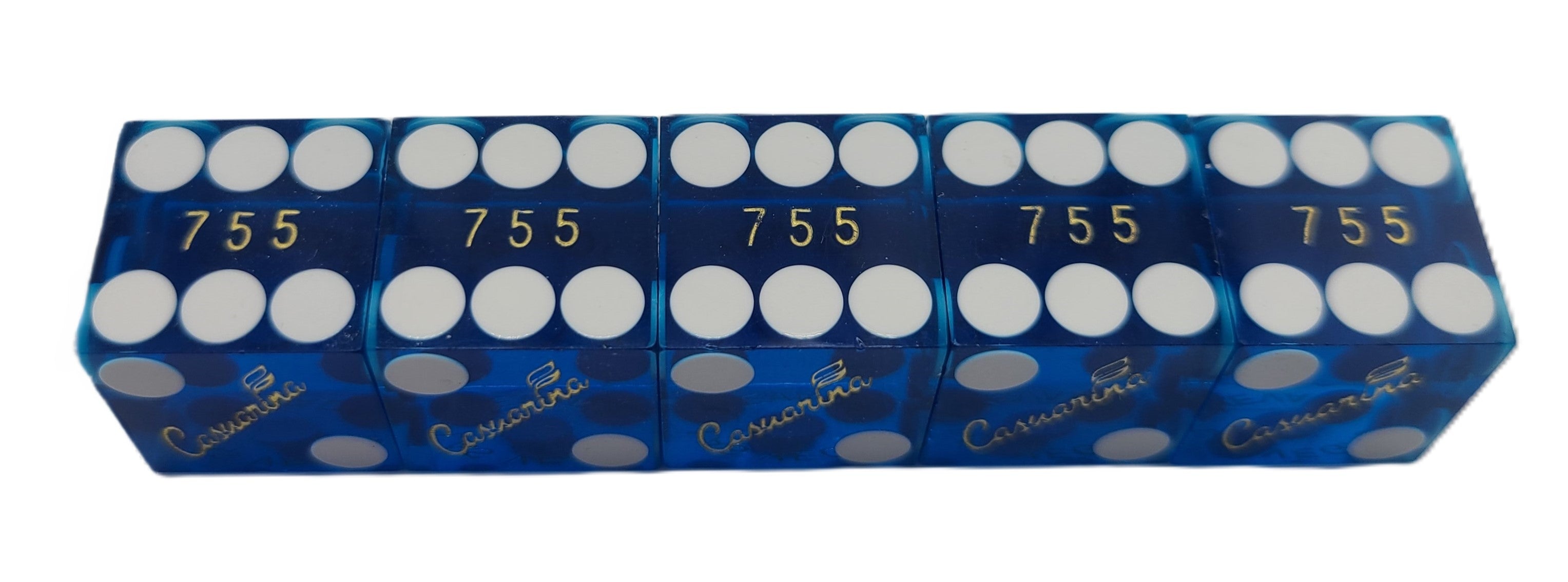 Casuarina Casino Stick of 5 Blue Used Dice Las Vegas Nevada