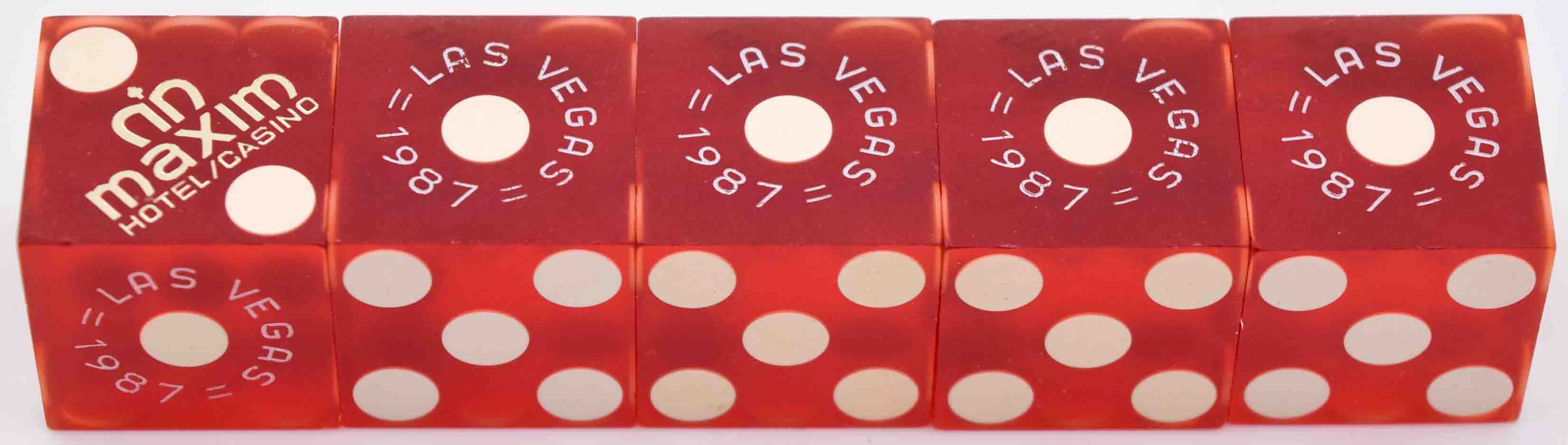 Maxim Casino Las Vegas Nevada Stick of Used Dice 1980's
