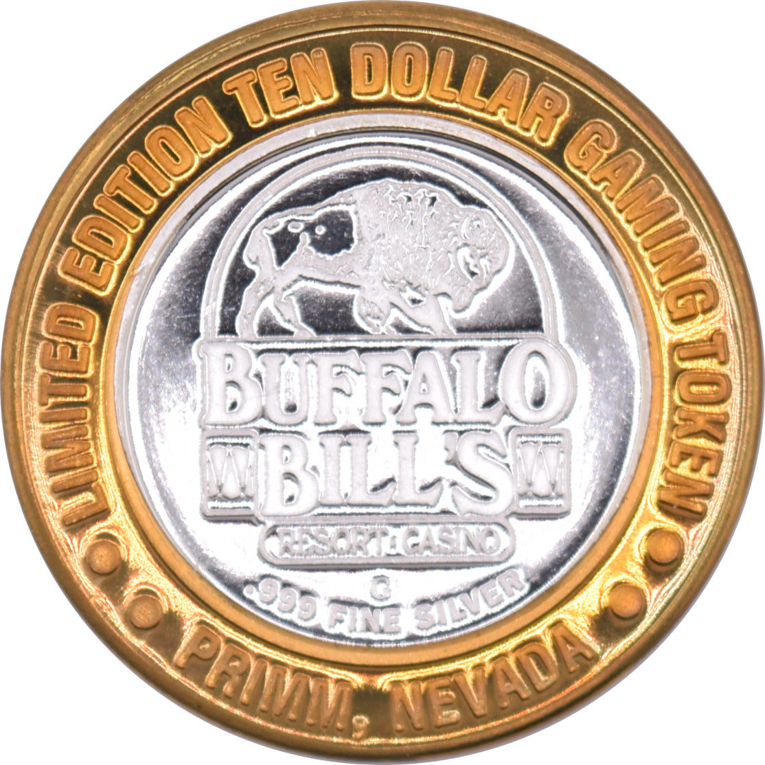 Buffalo Bills Casino "Wild Bill Hickok" $10 Silver Strike .999 Fine Silver 2001