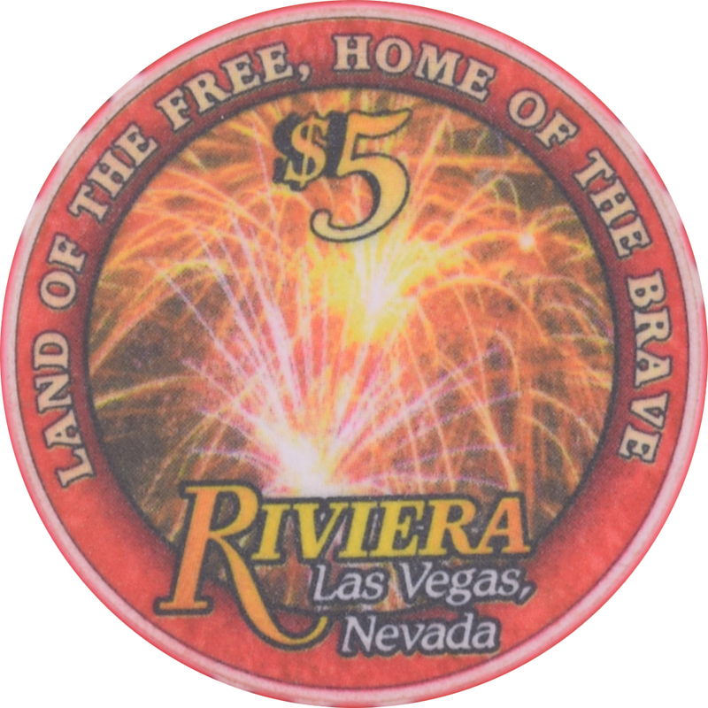 Riviera Las Vegas Nevada $5 4th of July Chip 2000