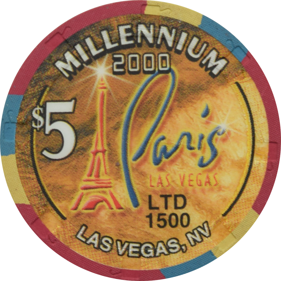 Paris Casino Las Vegas Nevada $5 Chip Millennium 1999