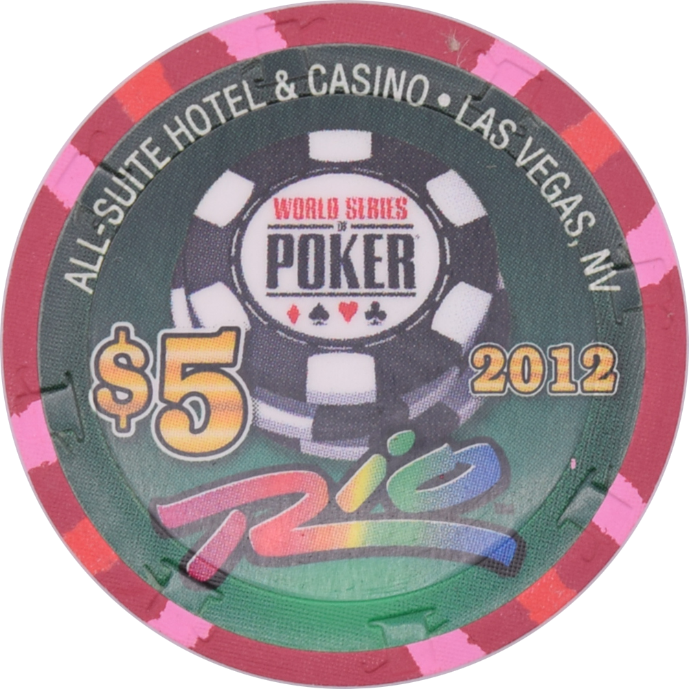 Rio Casino Las Vegas Nevada $5 WSOP Royal Flush Spades Chip 2012