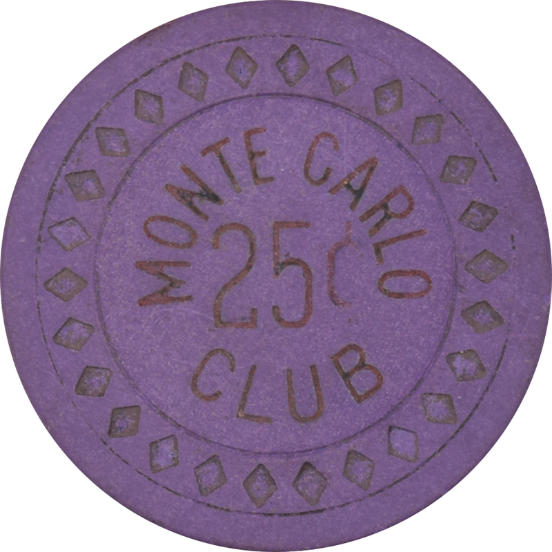 Monte Carlo Club Casino Las Vegas Nevada 25 Cent Chip 1946
