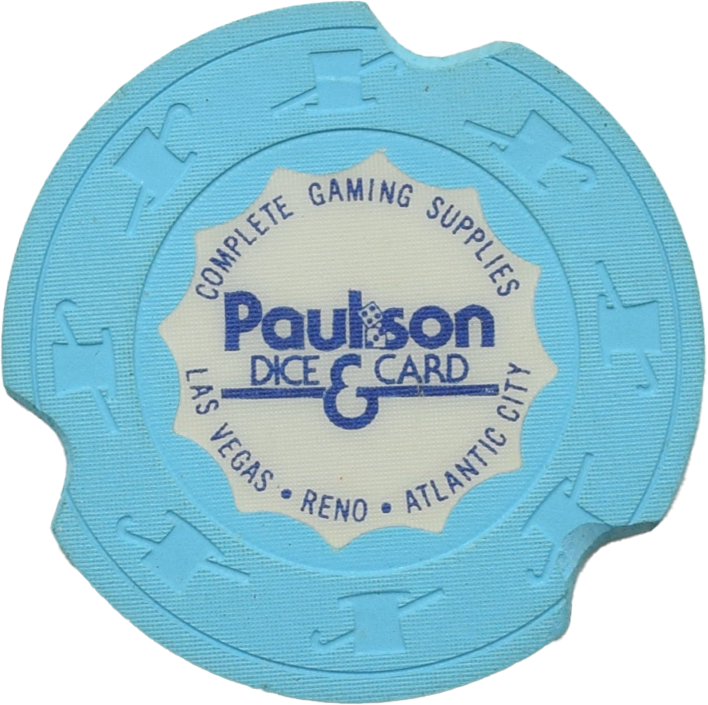 Paulson Dice & Card Co Light Blue Scalloped Inlay Cancelled Sample Chip