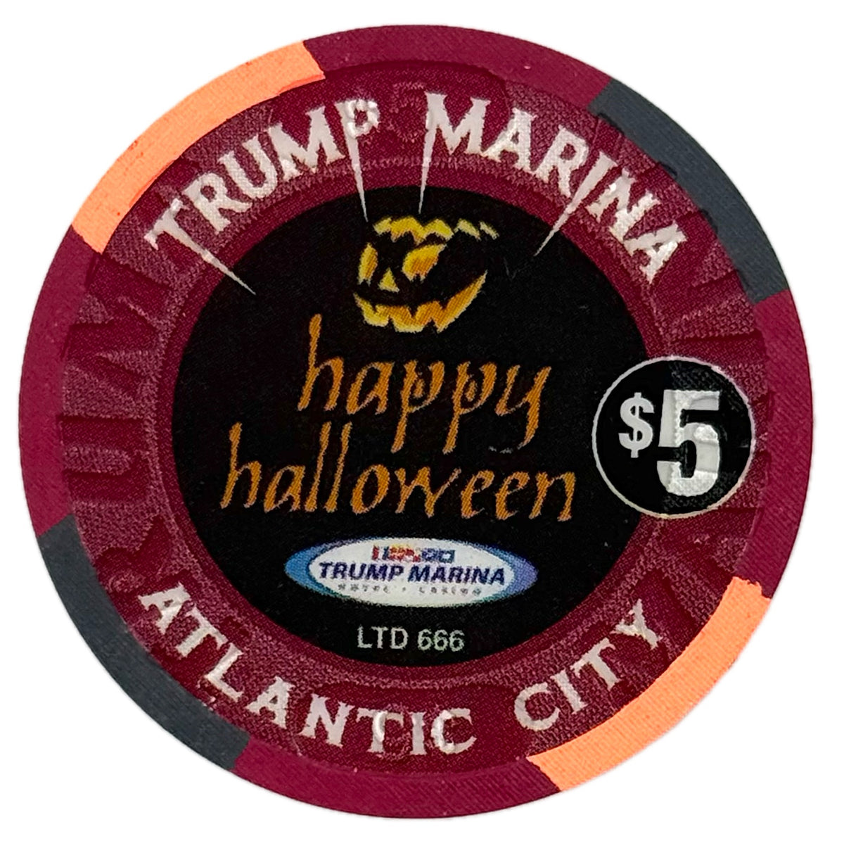 Trump Marina Casino Atlantic City NJ $5 Happy Halloween Chip