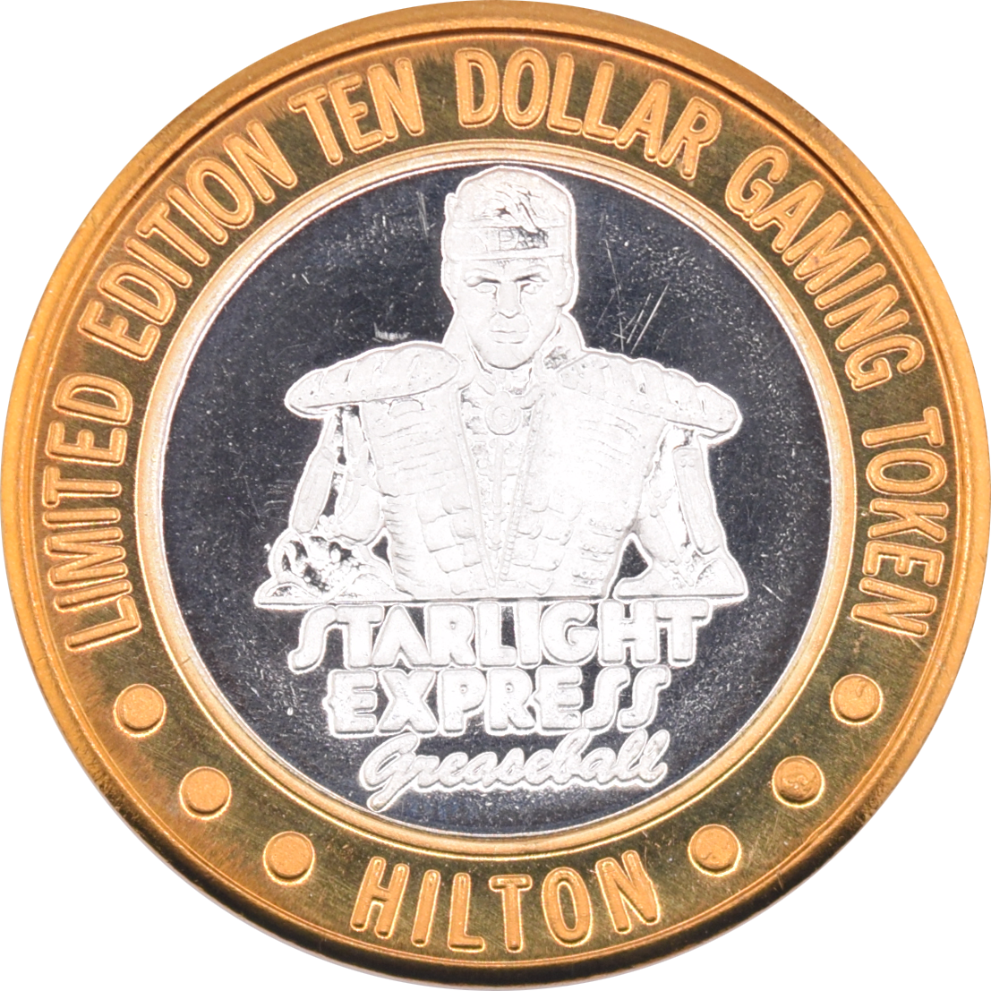 Hilton Casino Las Vegas Nevada "Greaseball" $10 Silver Strike .999 Fine Silver 1994
