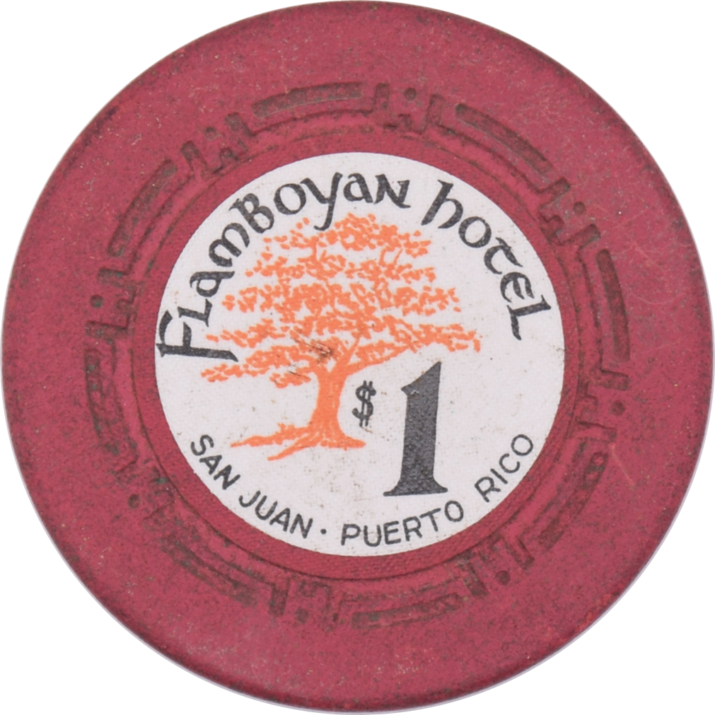 Flamboyan Hotel Casino San Juan Puerto Rico $1 Red H.C.E Mold Chip