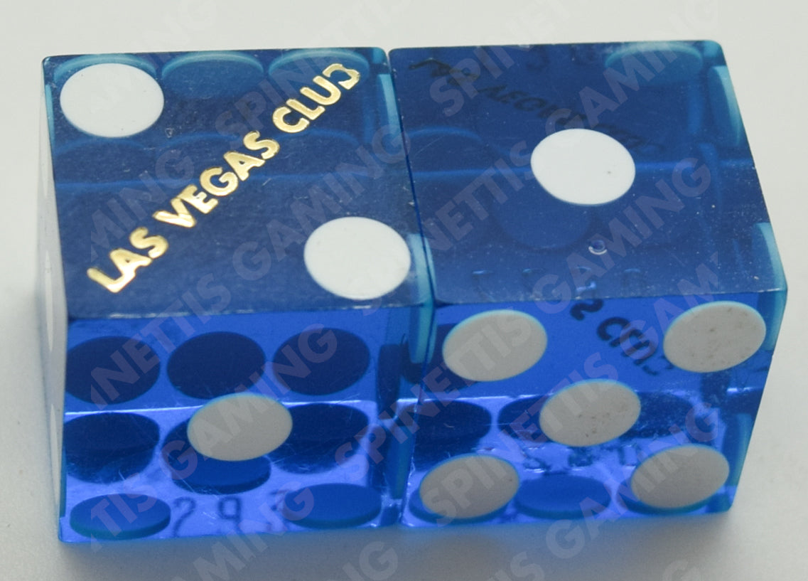 Las Vegas Club Casino Blue Polished Pair of Dice