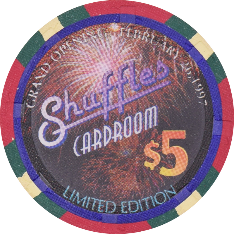 Shuffles Card Room Casino Ebro Florida $5 Grand Opening Chip