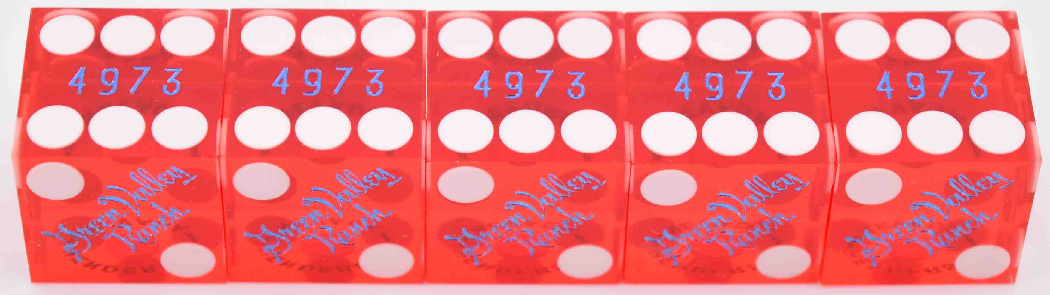 Green Valley Ranch Casino Henderson Nevada Red Blue Foil Stick of Matching Number Dice