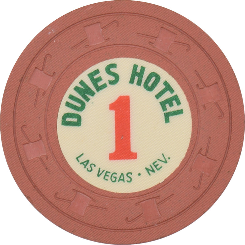 Dunes Casino Las Vegas Nevada Roulette 1 Light Brown Chip 1960