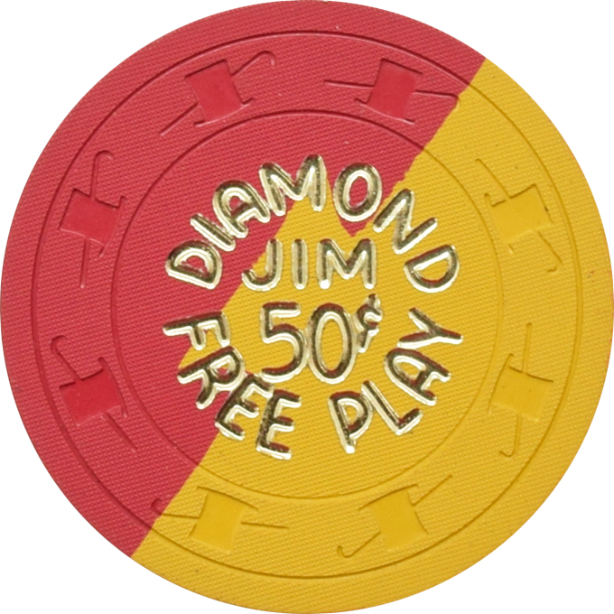 Diamond Jim's Nevada Club Casino Las Vegas Nevada 50 Cent Free Play Yellow Dovetail Chip 1962