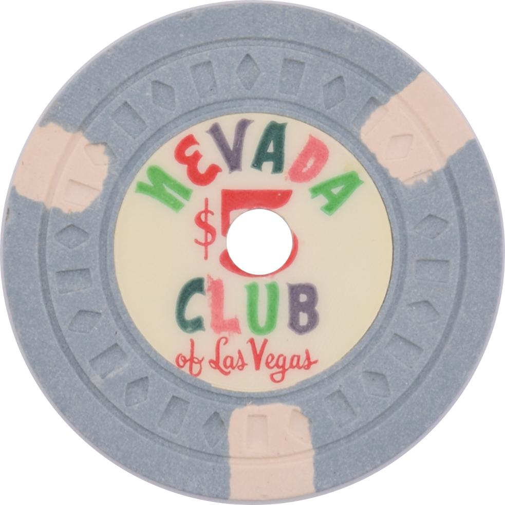 Nevada Club Casino Las Vegas Nevada $5 Cancelled Chip 1960s