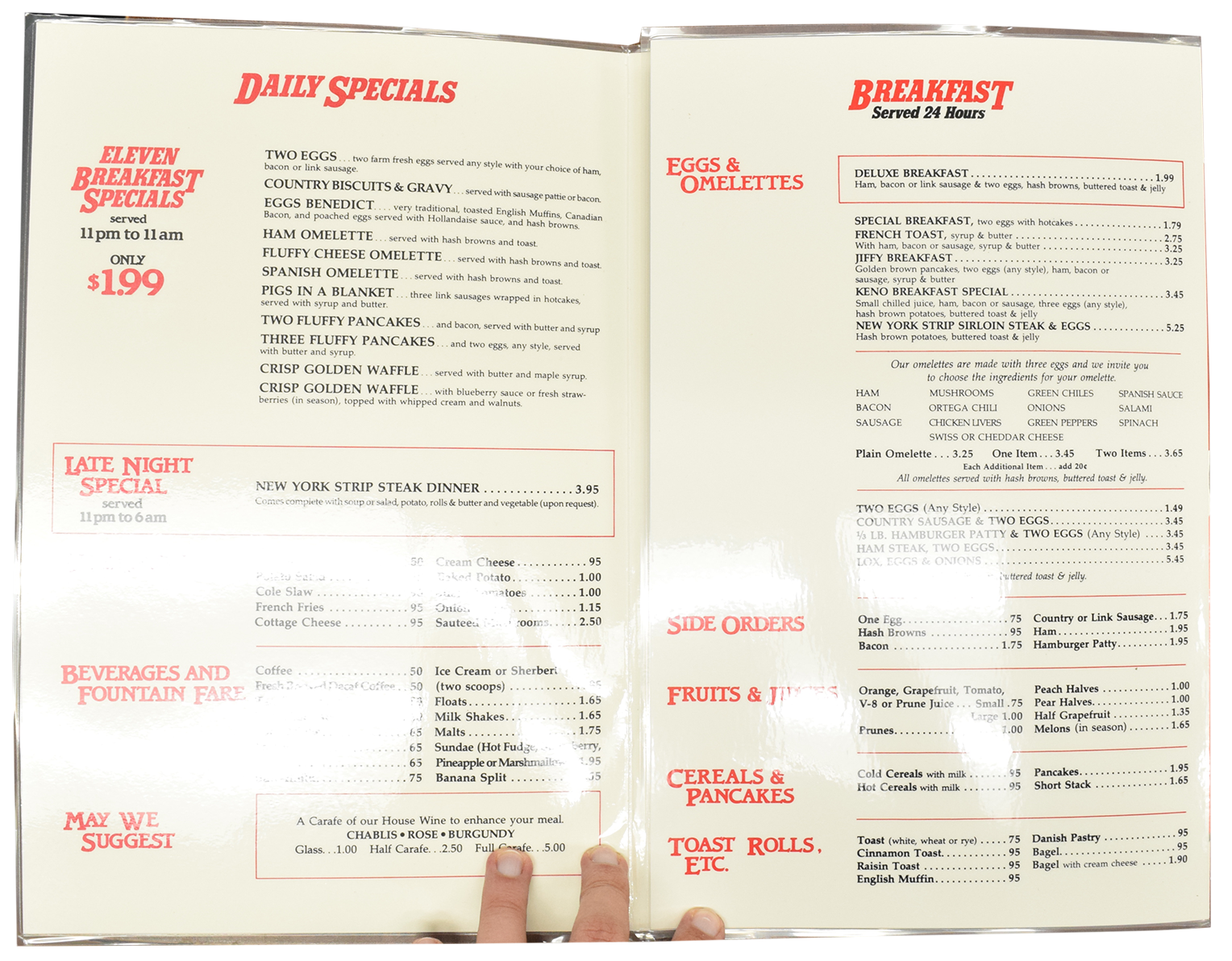 Silver Slipper Casino Las Vegas Nevada Tri-Fold Menu