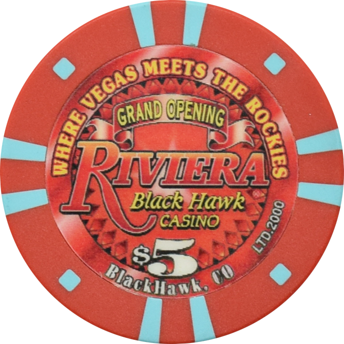 Riviera Casino Black Hawk Colorado $5 Grand Opening Chip