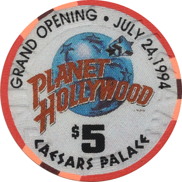 Caesars Palace Casino Las Vegas Nevada $5 Planet Hollywood Grand Opening Chip 1994