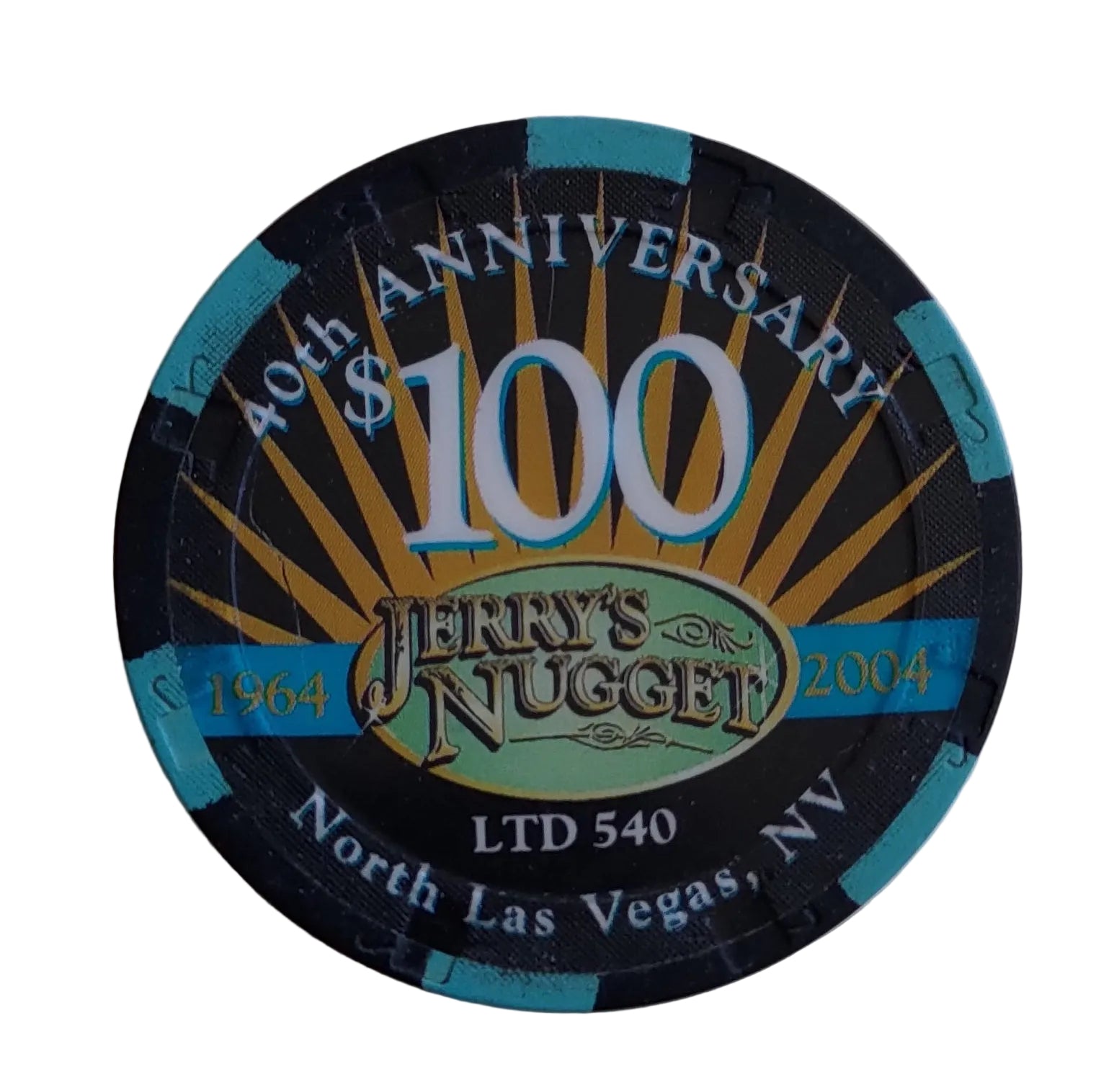 Jerry's Nugget Casino North Las Vegas NV $100 Chip 40th Anniversary