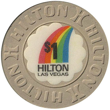 Las Vegas Hilton $1 (beige w/rainbow) chip - Spinettis Gaming - 2