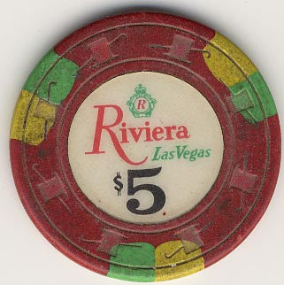 Riviera $5 (red) Paulson chip - Spinettis Gaming - 1