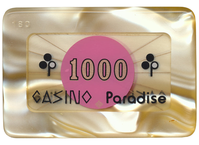 1000 KSH (Kenya Shilling) Casino Paradise Jeton Plaque From Nairobi Kenya - Spinettis Gaming