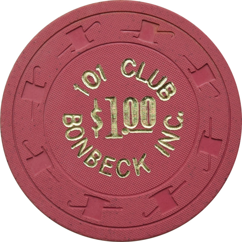 101 Club Bonbeck INC Casino N. Las Vegas Nevada $1 Chip 1969