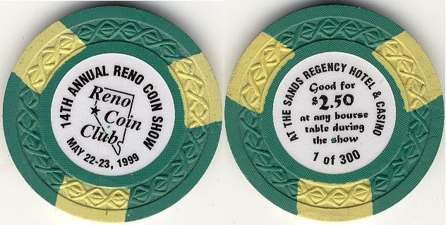 Sands Reno $2.50 (green) chip - Spinettis Gaming - 2