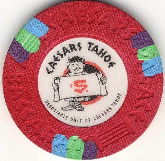 Caesars Tahoe (triple inserts) $5 Chip - Spinettis Gaming - 1