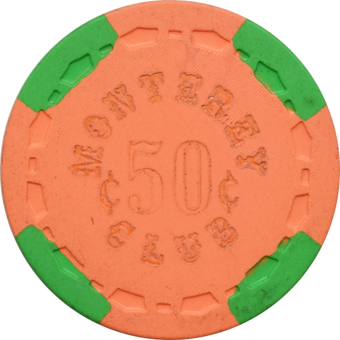 Monterey Club Casino Gardena California 50 Cent Hot Stamp Chip