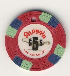 Aladdin Casino Las Vegas $5 Chip 1980 Cancelled - Spinettis Gaming