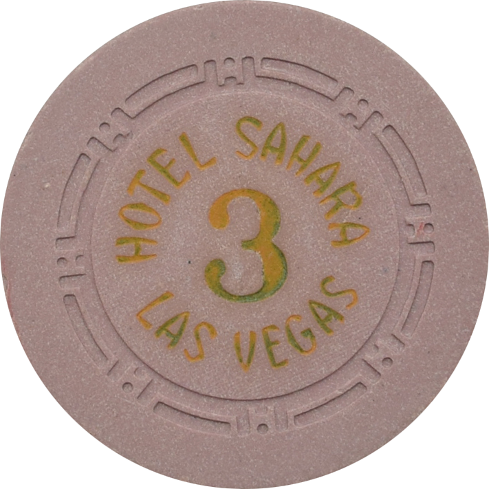 Sahara Casino Las Vegas Nevada Lavender Roulette 3 Chip 1950s