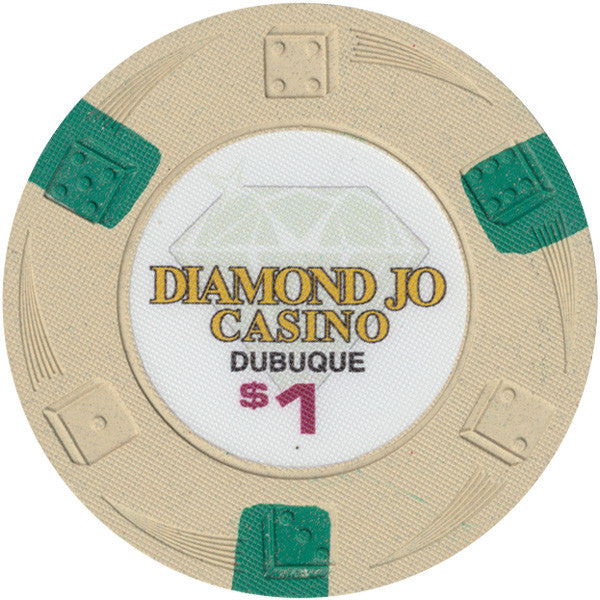 Diamond Jo Casino $1 100% Clay Chip Dice Swirl Chip Mold Dubuque Iowa Casino - Highly Collectible Chip - Spinettis Gaming - 2