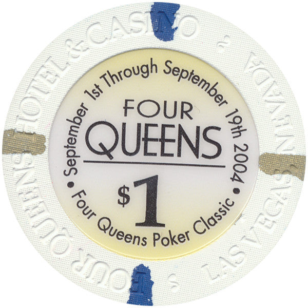 Four Queens (white chip), Las Vegas NV $1 Casino Chip - Spinettis Gaming