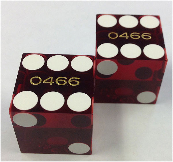 Las Vegas Club Hotel Used Matching Numbers Casino Red Dice, Pair - Spinettis Gaming - 6