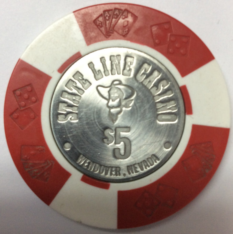 State Line Casino Wendover $5 chip incused 1967 - Spinettis Gaming